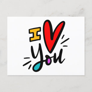 I Heart You, hand lettered Postcard