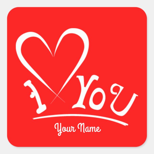 I heart you / I love You / Valentines Day Square Sticker (Front)