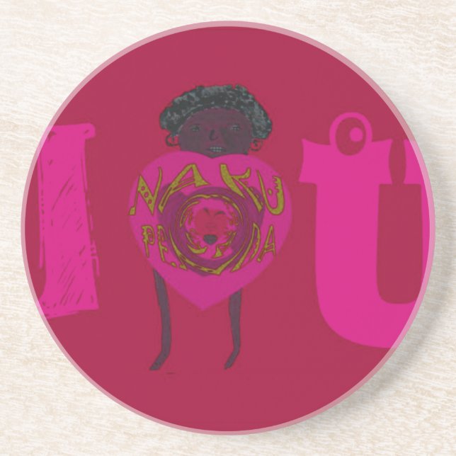 I Heart You Nakupenda Sana Happy Valentine's Day  Coaster (Front)