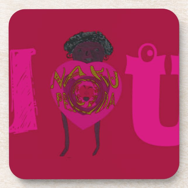 I Heart You Nakupenda Sana Happy Valentine's Day  Coaster (Front)