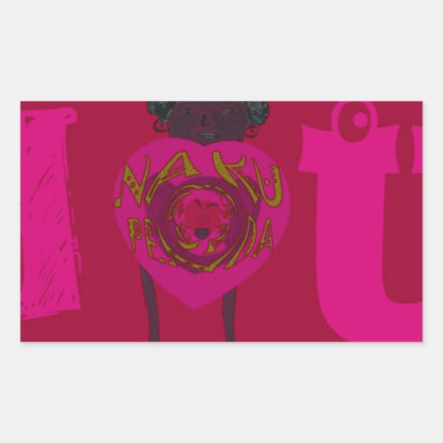 I Heart You Nakupenda Sana Happy Valentine's Day  Rectangular Sticker (Front)