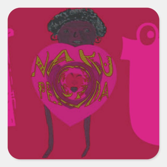 I Heart You Nakupenda Sana Happy Valentine's Day  Square Sticker (Front)