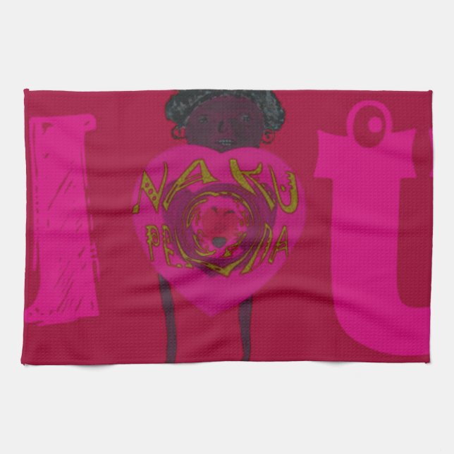 I Heart You Nakupenda Sana Happy Valentine's Day  Tea Towel (Horizontal)