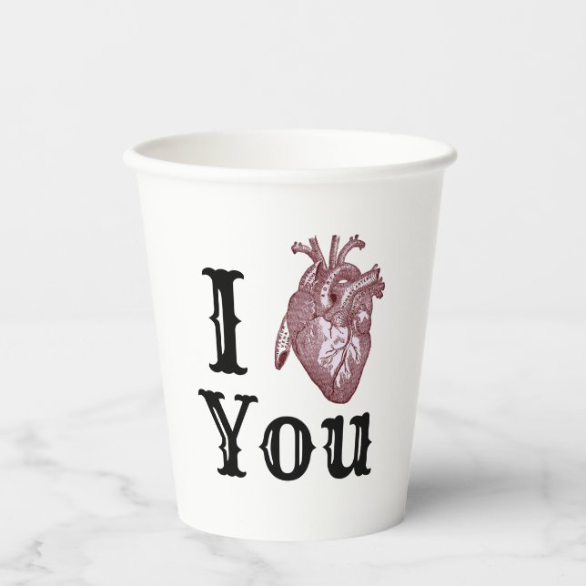 I Heart You  Paper Cups (Front)