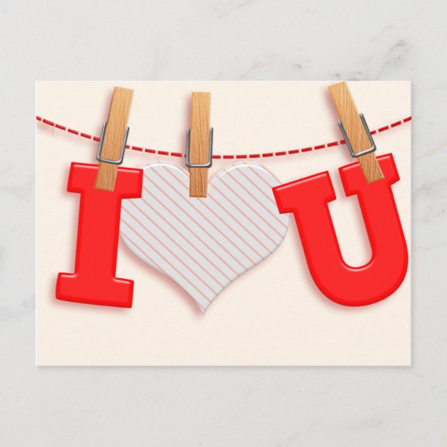 I Heart You Platonic Valentine Postcard (Front)