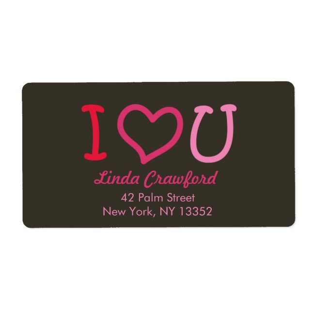 I heart you -valentine's day labels (Front)
