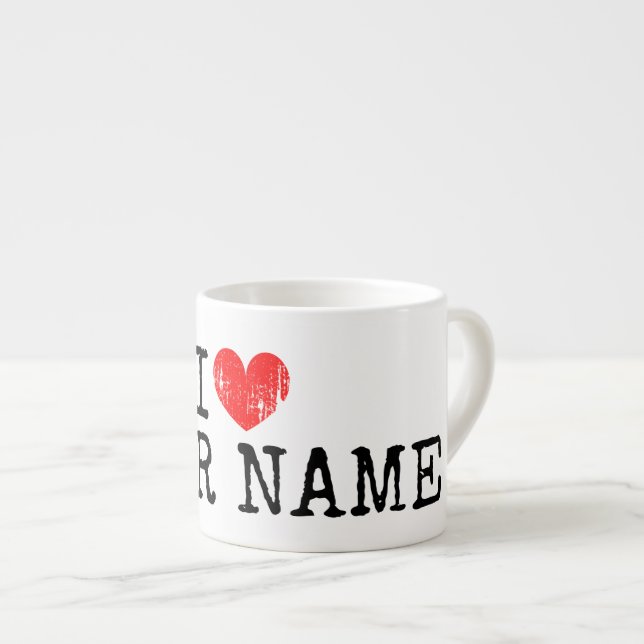 I heart your name custom espresso mug gift (Front Right)