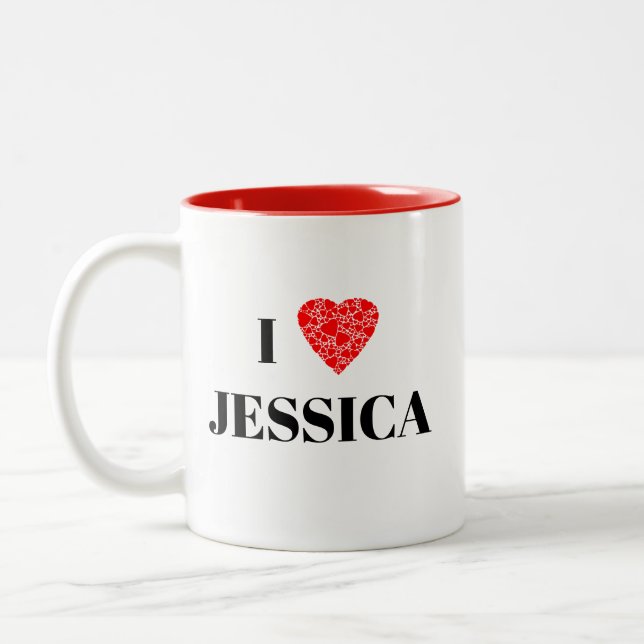 I heart your name | Gift to personalise Two-Tone Coffee Mug (Left)