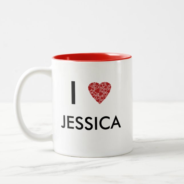 I heart your name | Gift to personalise Two-Tone Coffee Mug (Left)