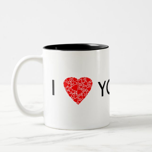 I heart your text | Gift to personalise Two-Tone Coffee Mug (Left)