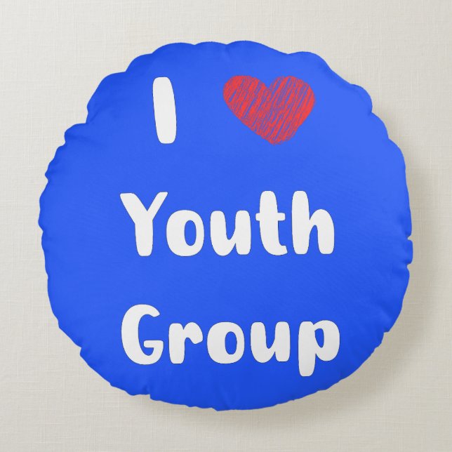 I Heart Youth Group Round Pillow (Front)