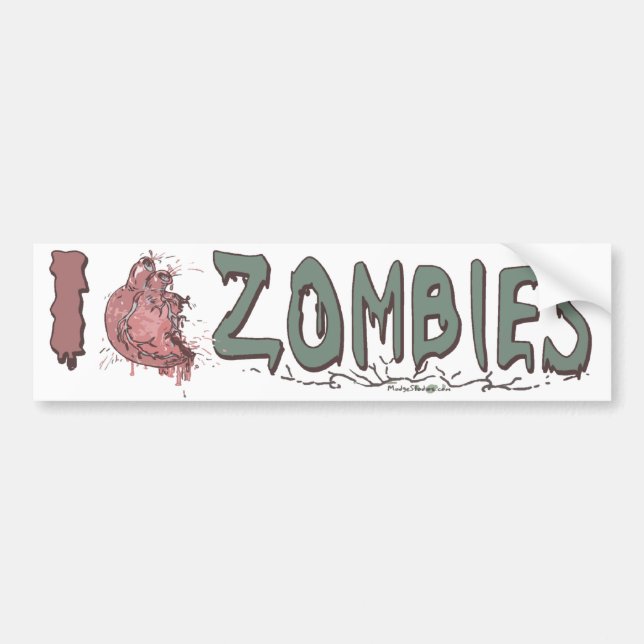 I Heart Zombies by Mudge Studios Bumper Sticker (Front)