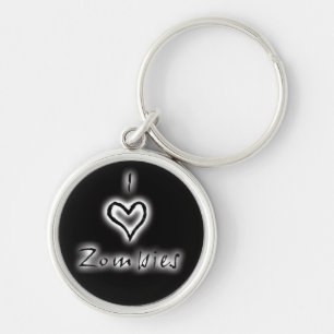 I heart zombies key chain (white glow)