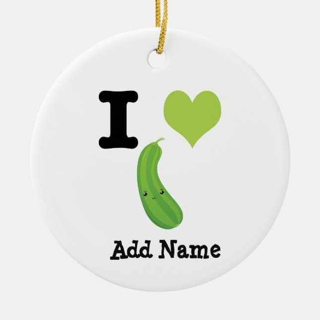 I Heart Zucchini Cute Kawaii Zucchini Ceramic Tree Decoration (Front)