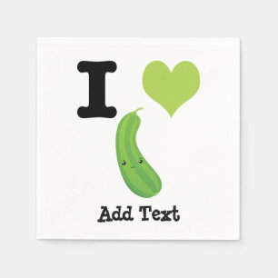 I Heart Zucchini Cute Kawaii Zucchini Napkin