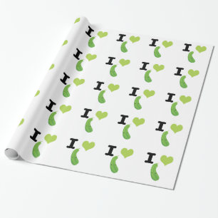 I Heart Zucchini Cute Kawaii Zucchini Wrapping Paper