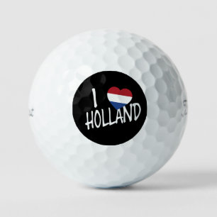 I Heartflag Holland wt on bk tpv1 gbcn Golf Balls