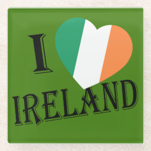 I Heartflag Ireland bk coastercn Glass Coaster