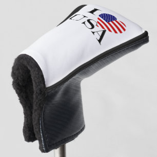 I Heartflag USA bk pccn Golf Head Cover