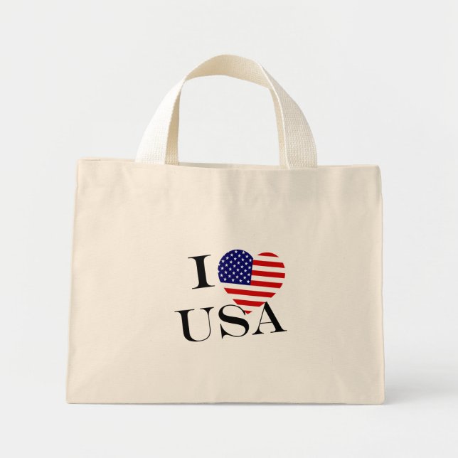 I Heartflag USA bk ttcnt Mini Tote Bag (Front)