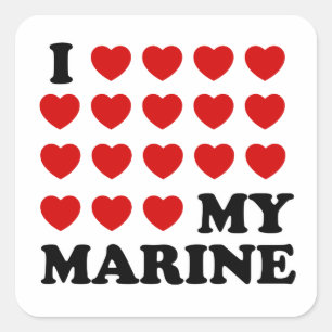 I (hearts) my marine square sticker