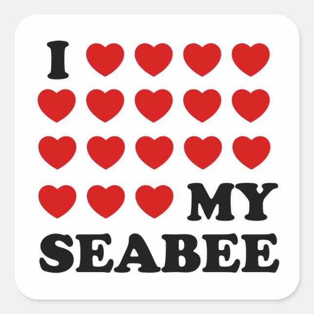 I (hearts) my Seabee Square Sticker (Front)