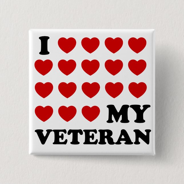I (hearts) my Veteran 15 Cm Square Badge (Front)