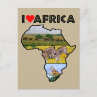 I Heat Africa Wildlife Collage Postcard