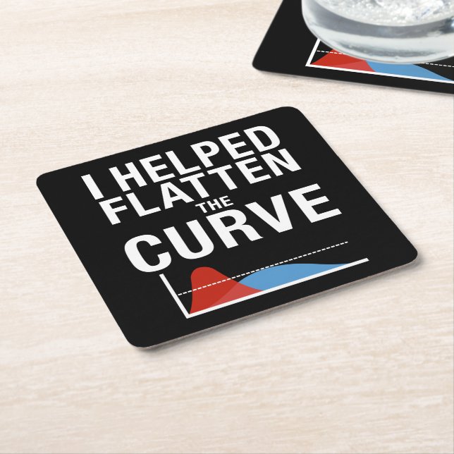 I Helped Flatten The Curve | Social Distancing Square Paper Coaster (Angled)