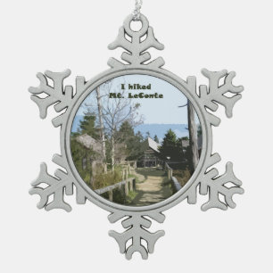 I hiked Mt LeConte / Photo Art Snowflake Pewter Christmas Ornament