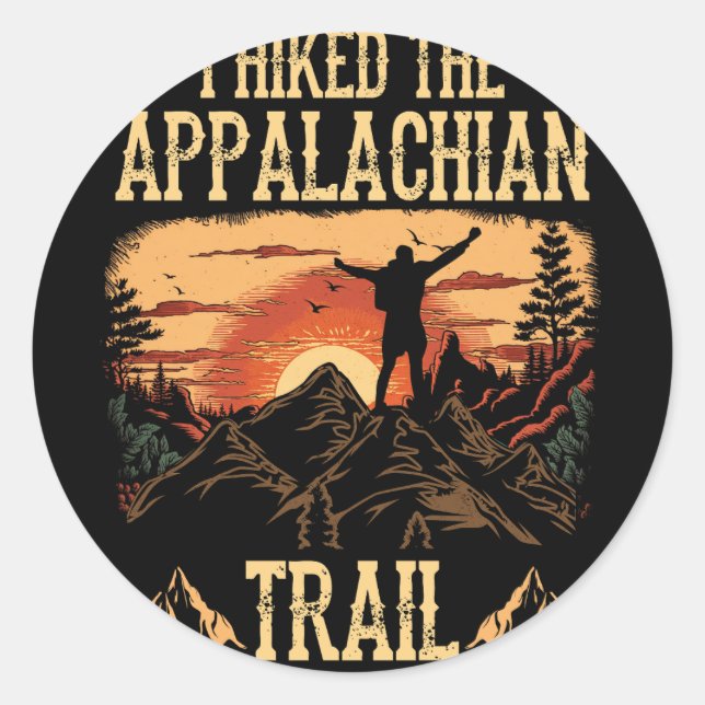 I Hiked The Appalachian Trail Mountains Striped Su Classic Round Sticker (Front)