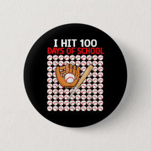 I Hit 100 Days Of School Baseball Bat Boys Toddler 6 Cm Round Badge