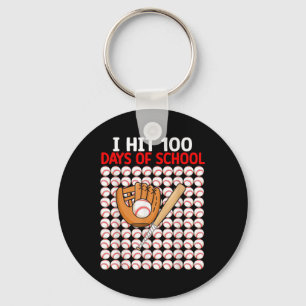 I Hit 100 Days Of School Baseball Bat Boys Toddler Key Ring