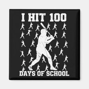 I Hit 100 Days Of School Baseball Boy Magnet
