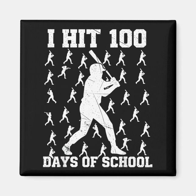 I Hit 100 Days Of School Baseball Boy  Magnet (Front)