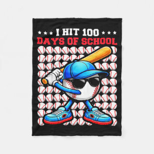 I Hit 100 Days Of School Funny Baseball Player Kid Fleece Blanket