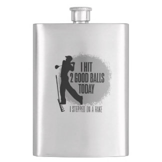 I Hit 2 Good Balls Today - funny golf Hip Flask