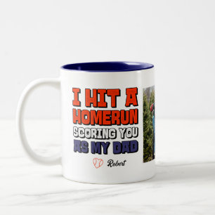 I Hit A Homerun Dad Photo Fathers Day Baseball  Two-Tone Coffee Mug
