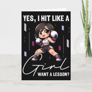 I Hit Like A Girl Want A Lesson Funny Kickboxing, Card
