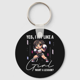 I Hit Like A Girl Want A Lesson Funny Kickboxing,  Key Ring