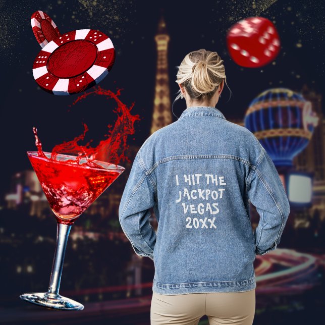I Hit The Jackpot Vegas Bachelorette Bride To Be Denim Jacket (Vegas)