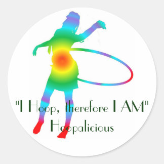 "I Hoop, therefore I AM" Classic Round Sticker
