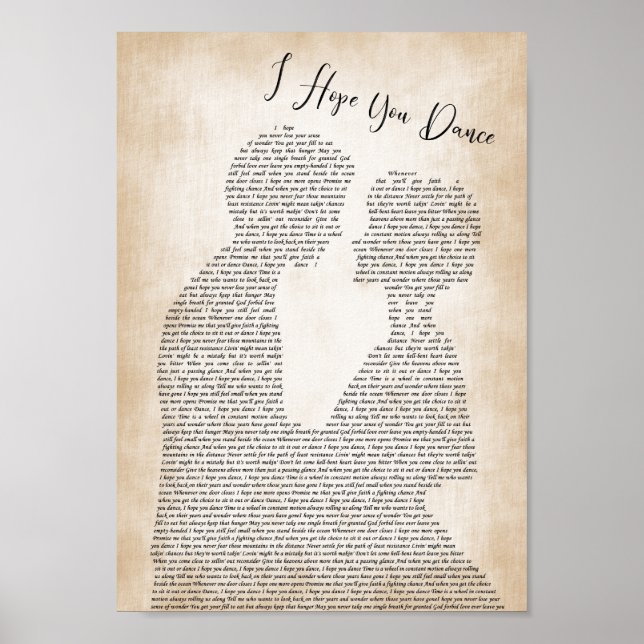 I Hope You Dance Song Lyric Man Lady Bride Groom Poster (Front)