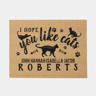 I Hope You Like Cats Funny Cat Lover Personalised Doormat