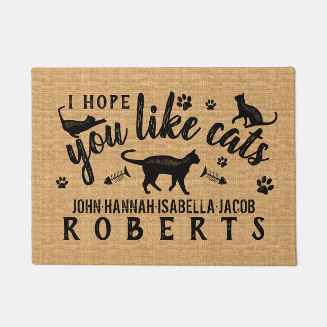 I Hope You Like Cats Funny Cat Lover Personalised Doormat (Front)
