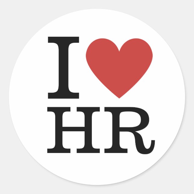 I ❤️ HR for HR Management Students/Faculty CUSTOM Classic Round Sticker (Front)