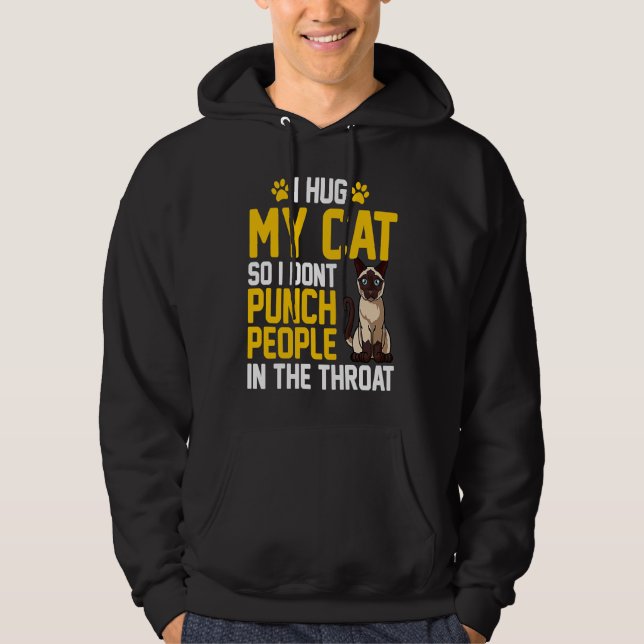 I hug my cats so I don't beat people S Hoodie (Front)