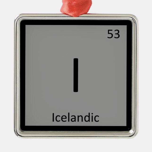 I - Icelandic Pony Horse Chemistry Element Metal Tree Decoration (Front)