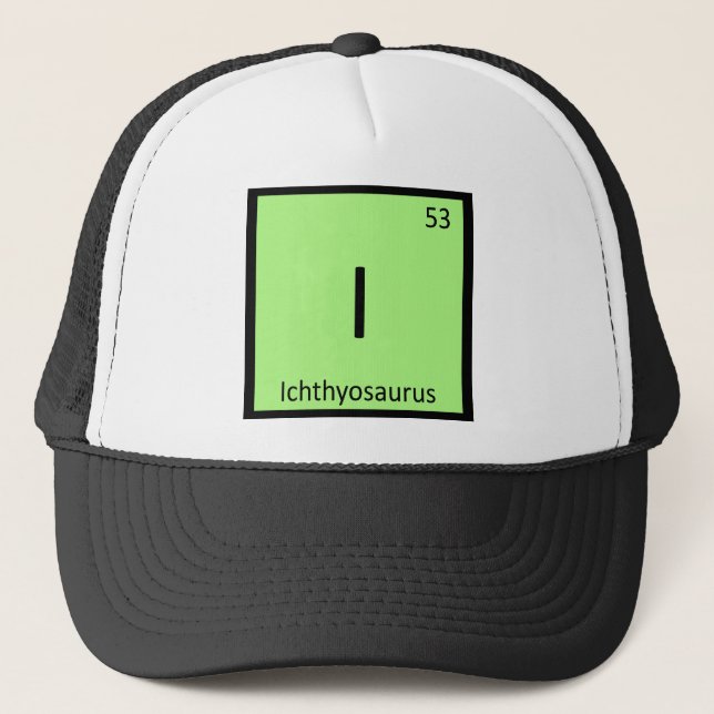 I - Ichthyosaurus Dinosaur Chemistry Symbol Trucker Hat (Front)