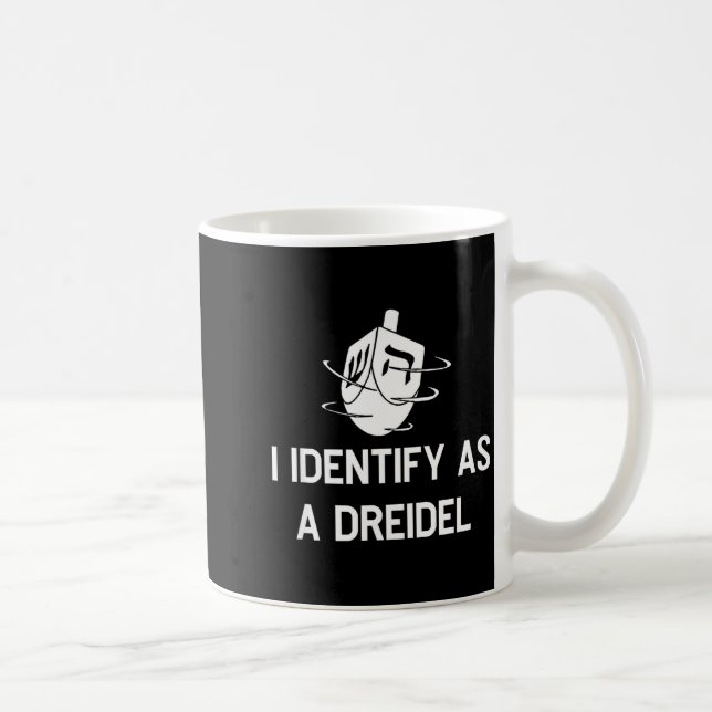I Identify As A Dreidel Funny Hanukkah Gelt Menora Coffee Mug (Right)